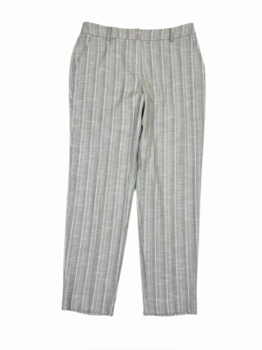 Anne Klein Tapered Leg Striped Dress Pants With Pockets Gray White Size 4